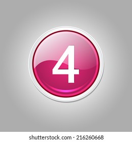 4 Number Circular Vector Pink Web Icon Button