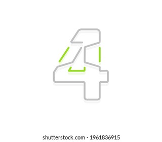 Logo de la ecología de 4 números. Fuente vectorial para los afiches bio, emblema de spa, verduras, hierbas y tarjetas botánicas, etc.    