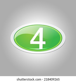 4 Number Elliptical Vector Green Web Icon Button