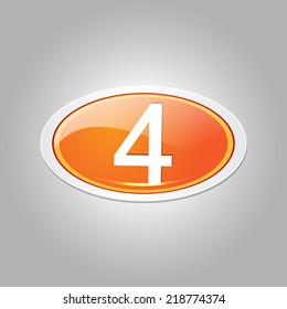 4 Number Elliptical Vector Orange Web Icon Button