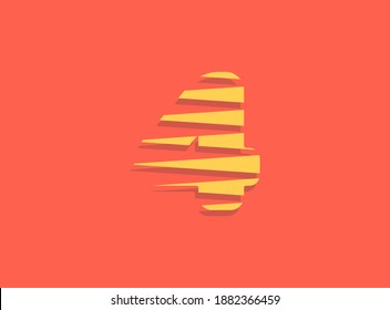 4 number fast, speed motion logo. Sport style futuristic obliques design useful for delivery posters, industrial, racing identify and more
