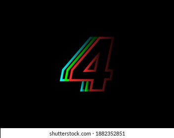 4 Ziffern Schriftart schnell, Geschwindigkeit Bewegung Logo. futuristisches Design im Sportstil für   Lieferplakate, Industrie-, Rennsport- und mehr