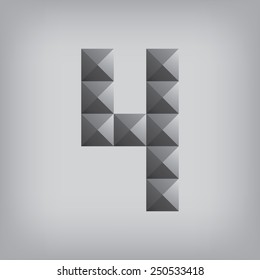 4 number four alphabet geometric icon and sign triangle modern white gray abstract background