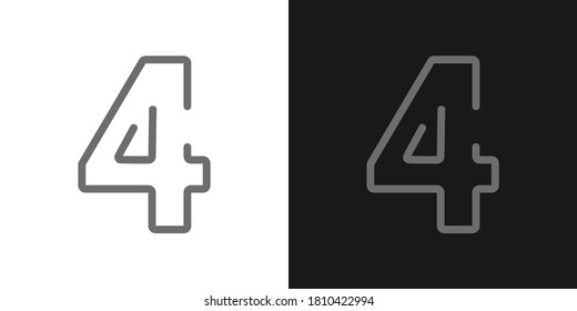 4 number line design font. Contrast color vector illustration