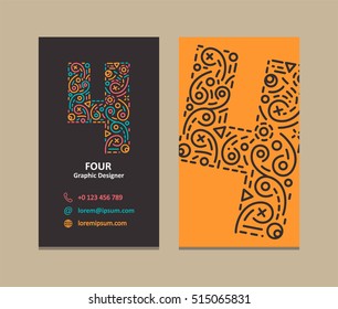 4 Number Logo Business card