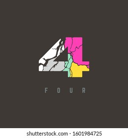 4 number logo map design letters vector