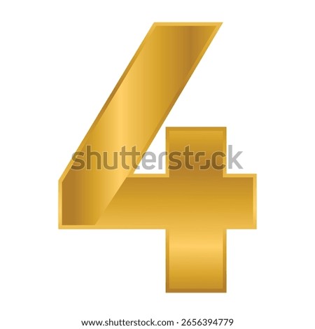 4 Number Luxury Logo Design vector template illustration