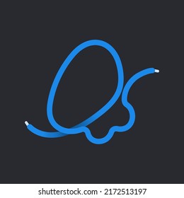 4 number made shoelace. Vector isolated font for app logo, sport design, creative template and more