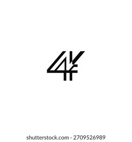 Diseño de logotipo de monograma de número 4 y letra N.
