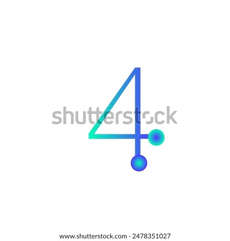 4 number tech logo icon vector eps 