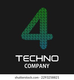 4 number technology design template illustration