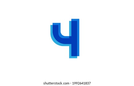 4 Número Transparente Resumen Diseño Azul Moderno