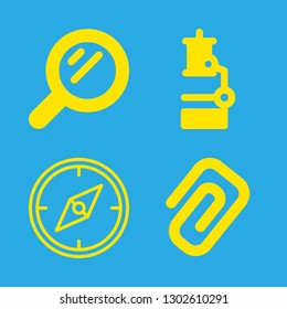 4 object icons with compass and attach interface symbol of a clip in this set
