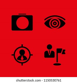 4 objective icons in vector set. focus, photograph and goal illustration for web and graphic design