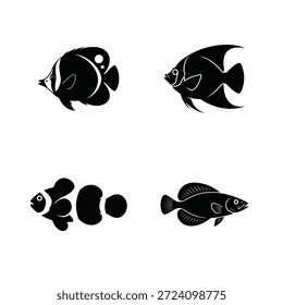  Juego de Vector 4 Ocean Fish Silhouette 