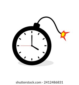 4 o'clock timer bomb illustration clip art vector editable