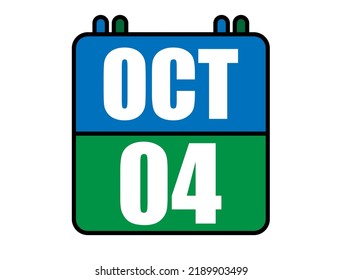 4 October calendar. Blue and green calendar page for October days. Vector isolated on white background.