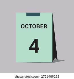 4 october calendar date icon minimal desk calendar vector illustration