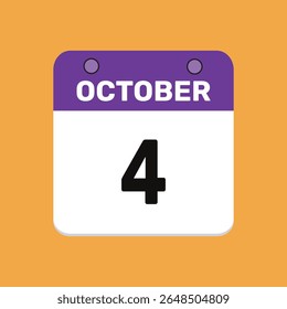 4 october calender icon text page monthly web design.