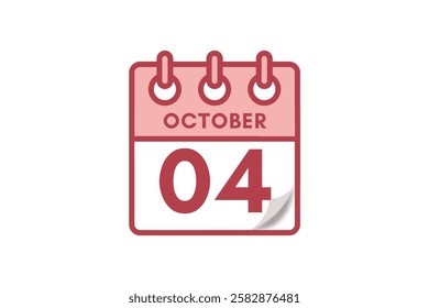 4 October month single day vector, illustration, calendar with maroon, rose and white color background calendar October 4