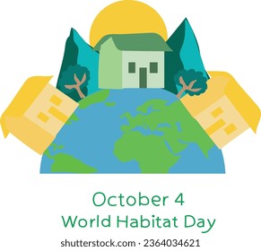4 October is world habitat day vector illustration
