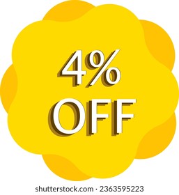 4% de descuento y etiquetas Vector de oro y Yellows de ilustraciones de fondo blanco