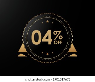 4% OFF Sale Discount Banner, 4 percent off isolated sticker