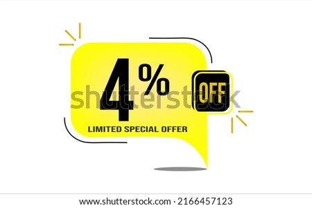 4% off a yellow balloon with black numbers