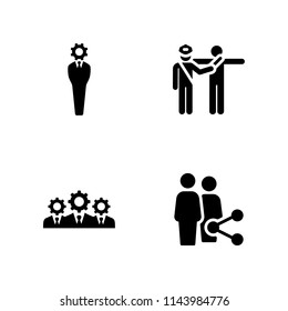 4 office icon set with businessman, group and scanner vector illustration for graphic design and web