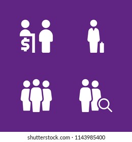 4 office icon set with group, businessman and customer service vector illustration for graphic design and web