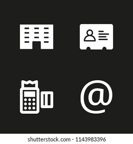 4 office icon set with id card, point of service and building vector illustration for graphic design and web