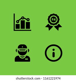 4 office icons in vector set. information circular button symbol, poeple, sticker and report illustration for web and graphic design