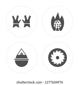 4 Ohr, Jewish Incense, Burning Bush, Apple Cake modern icons on round shapes, vector illustration, eps10, trendy icon set.