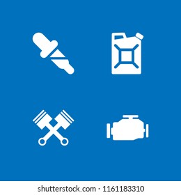 4 oil icons in vector set. jerrycan, engine, dropper and motor illustration for web and graphic design