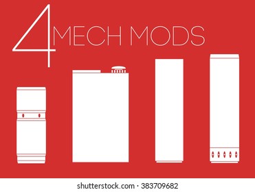 4 one color mechanical mods icons set