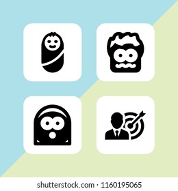 4 one icons in vector set. surprised, scared, target and newborn illustration for web and graphic design