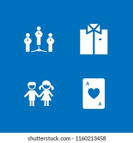 4 one icons in vector set. child, man, ace of hearts and shirt illustration for web and graphic design