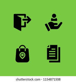 4 online icons in vector set. content, logout, order and customer illustration for web and graphic design