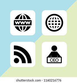 4 online icons in vector set. enterprise, rss and www illustration for web and graphic design