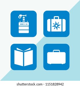 4 open icons in vector set. mine, trip, book and travel case illustration for web and graphic design