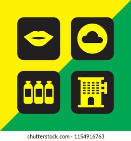 4 open icons in vector set. bottle, trip, mouth and cloud illustration for web and graphic design