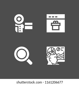 4 optimization icons in vector set. search and seo and web illustration for web and graphic design