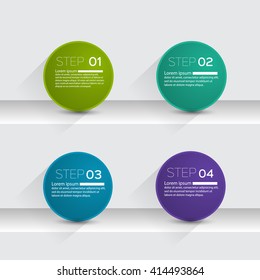 4 option business info graphic, number options, web design, timeline elements.
