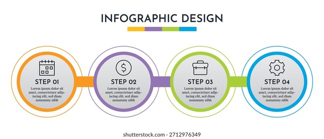 Plantilla de diseño circular de gráficos de información de 4 opciones. Fondo Abstractas del negocio de la ilustración. Diseño de gráficos de información.
