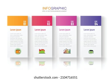 4 opción partición de papel blanco Color gradiente gráfico origami color de papel plantilla info gráfico para diagrama de presentación y concepto de negocio con 4 opciones de elemento e icono de negocio