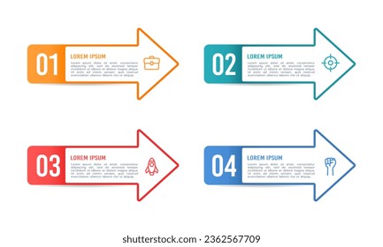 4 options arrow infographic design template. Vector illustration.