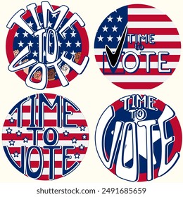 4 options for calling for voting in elections in the colors of the US flag