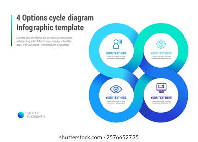 4 Options cycle diagram Infographic template, connected union concept slide presentation