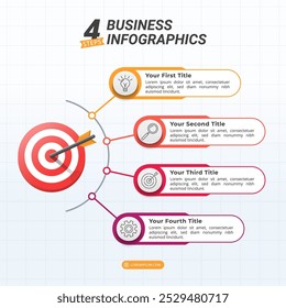 4 Opções Diagrama de Infográficos de Meta em um layout de proporção de 1:1 para Apresentação, Livreto e Feeds de Mídia Social.