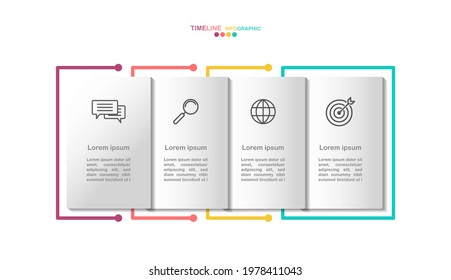 4 options infographic banner.4 step timeline vector with business icon.(divided into layers in file)